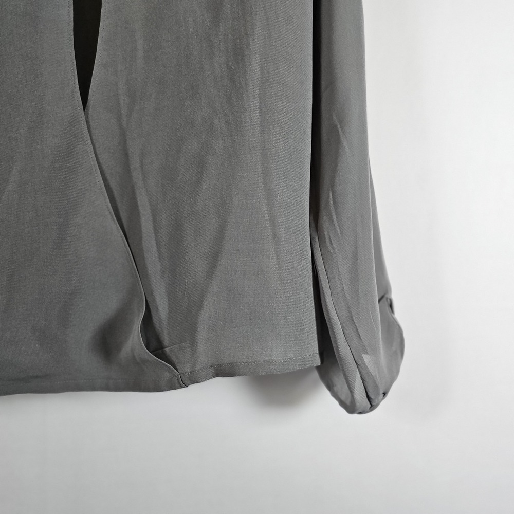 Banana Republic Womens Petite Large Gray Sheer Open Back Long Slv Top NWT - Picture 5 of 9